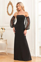 Load image into Gallery viewer, Black Mermaid Strapless Long Prom Dress