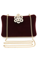 Load image into Gallery viewer, Burgundy Velvet Shoulder Chain Bag