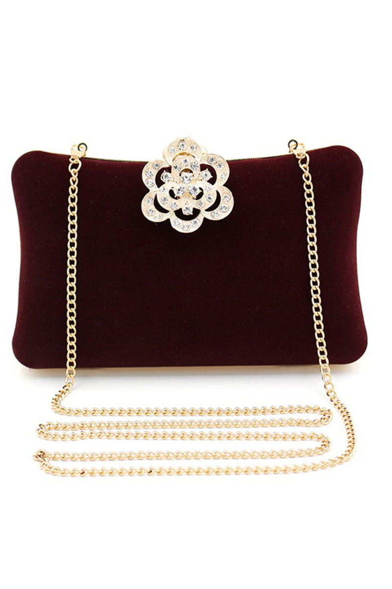 Load image into Gallery viewer, Burgundy Velvet Shoulder Chain Bag
