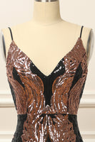 Load image into Gallery viewer, Black and Gold Sequins Long Prom Dress