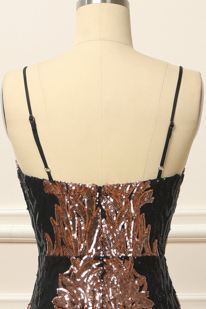 Load image into Gallery viewer, Rose Gold Sequins Long Prom Dress