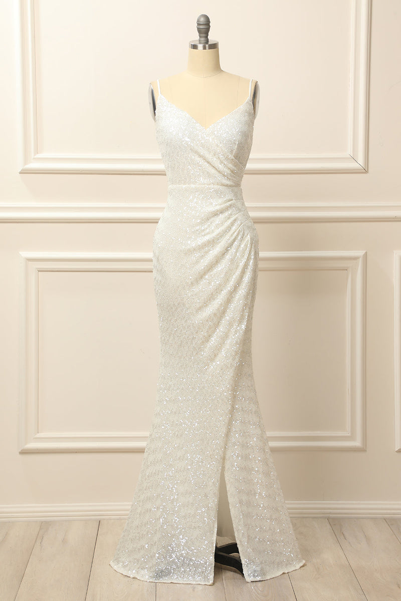 Glitter white prom dress outlet