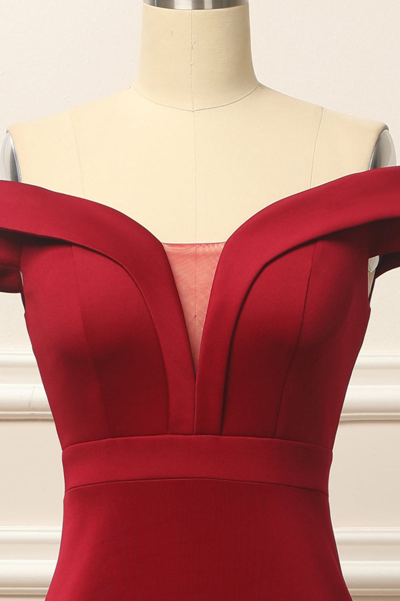 Load image into Gallery viewer, Simple Mermaid Burgundy Long Prom Dress