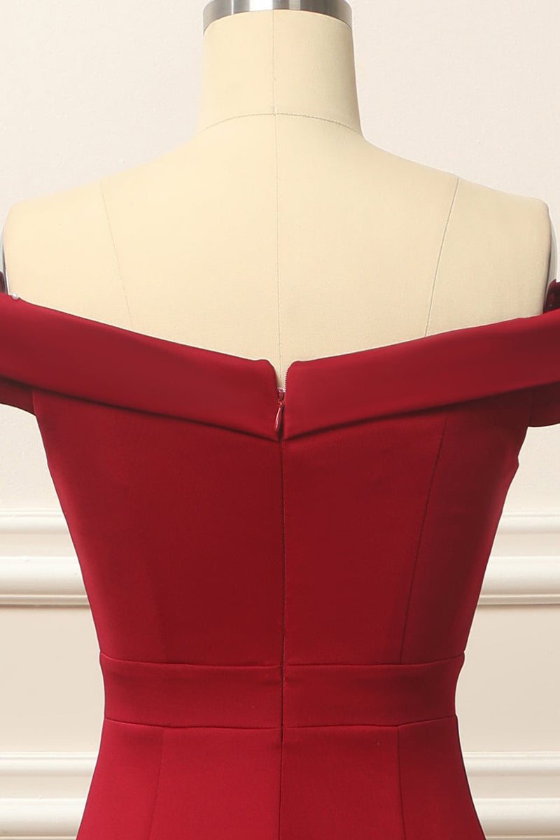 Load image into Gallery viewer, Simple Mermaid Burgundy Long Prom Dress