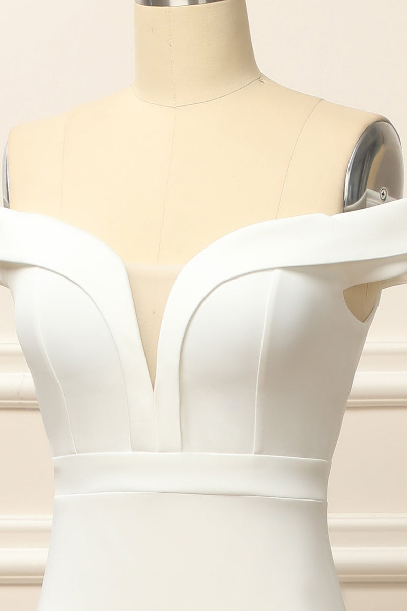 Load image into Gallery viewer, Mermaid Off the Shoulder White Wedding Dress