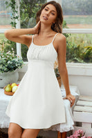 Load image into Gallery viewer, Open Back Spaghetti Straps White Graduation Dress