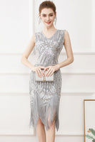 Load image into Gallery viewer, Fringes Glitter Sequins Party Dress with Sleeveless