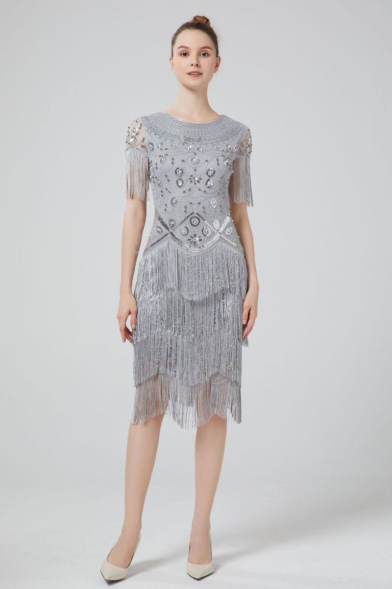 Load image into Gallery viewer, Blush Sequins Sparkly Party Dress with Fringes