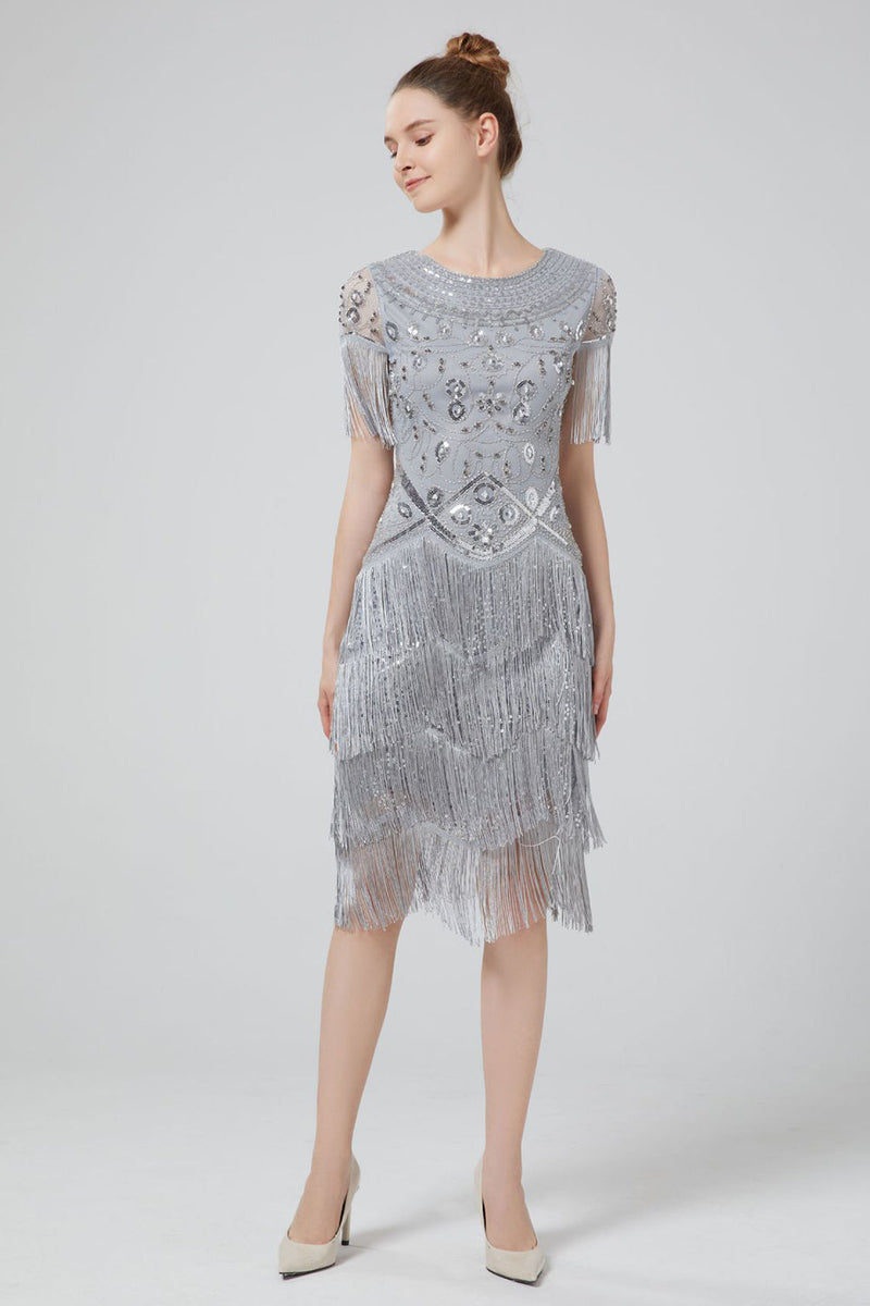 Load image into Gallery viewer, Blush Sequins Sparkly Party Dress with Fringes