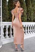 Load image into Gallery viewer, Blush Square Neck Cap Sleeves Bodycon Long Party Dress