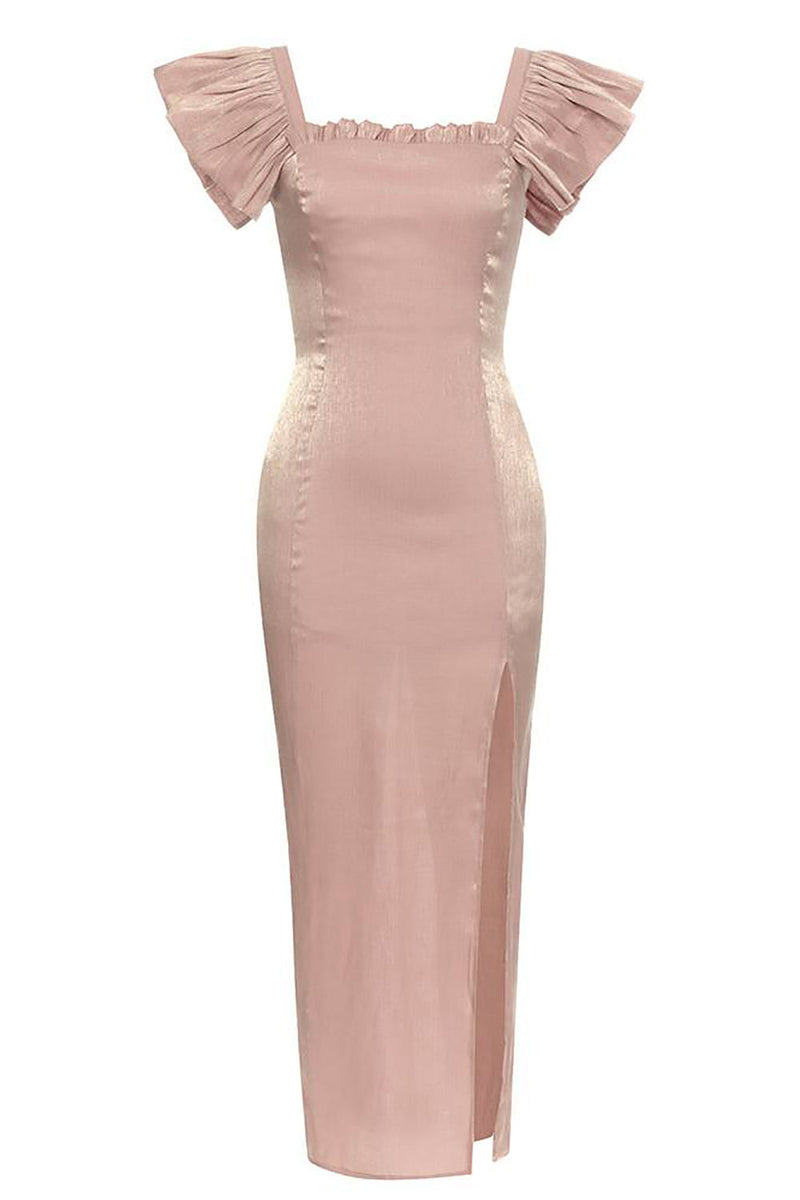 Load image into Gallery viewer, Blush Square Neck Cap Sleeves Bodycon Long Party Dress