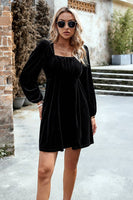 Load image into Gallery viewer, Black Velvet A line Holiday Party Dress with Pleated
