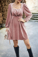 Load image into Gallery viewer, Black Velvet A line Holiday Party Dress with Pleated