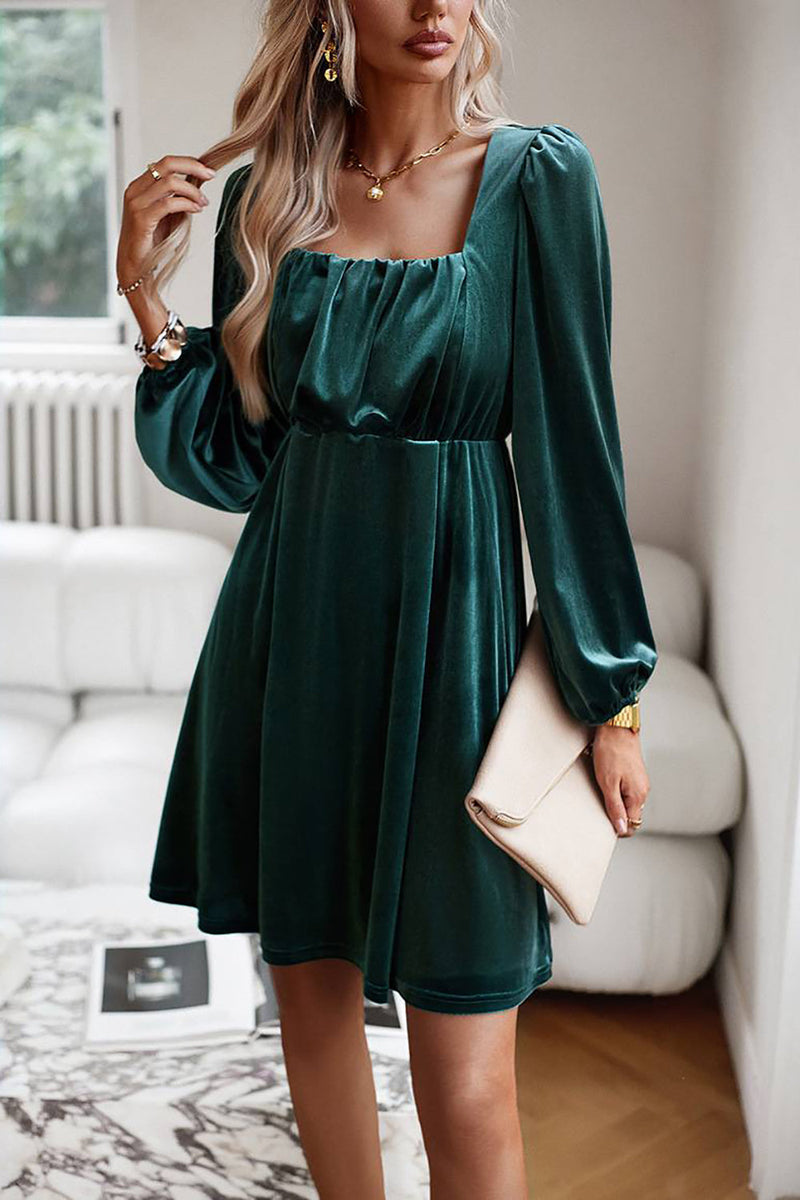 Load image into Gallery viewer, Black Velvet A line Holiday Party Dress with Pleated