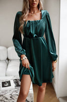 Load image into Gallery viewer, Black Velvet A line Holiday Party Dress with Pleated