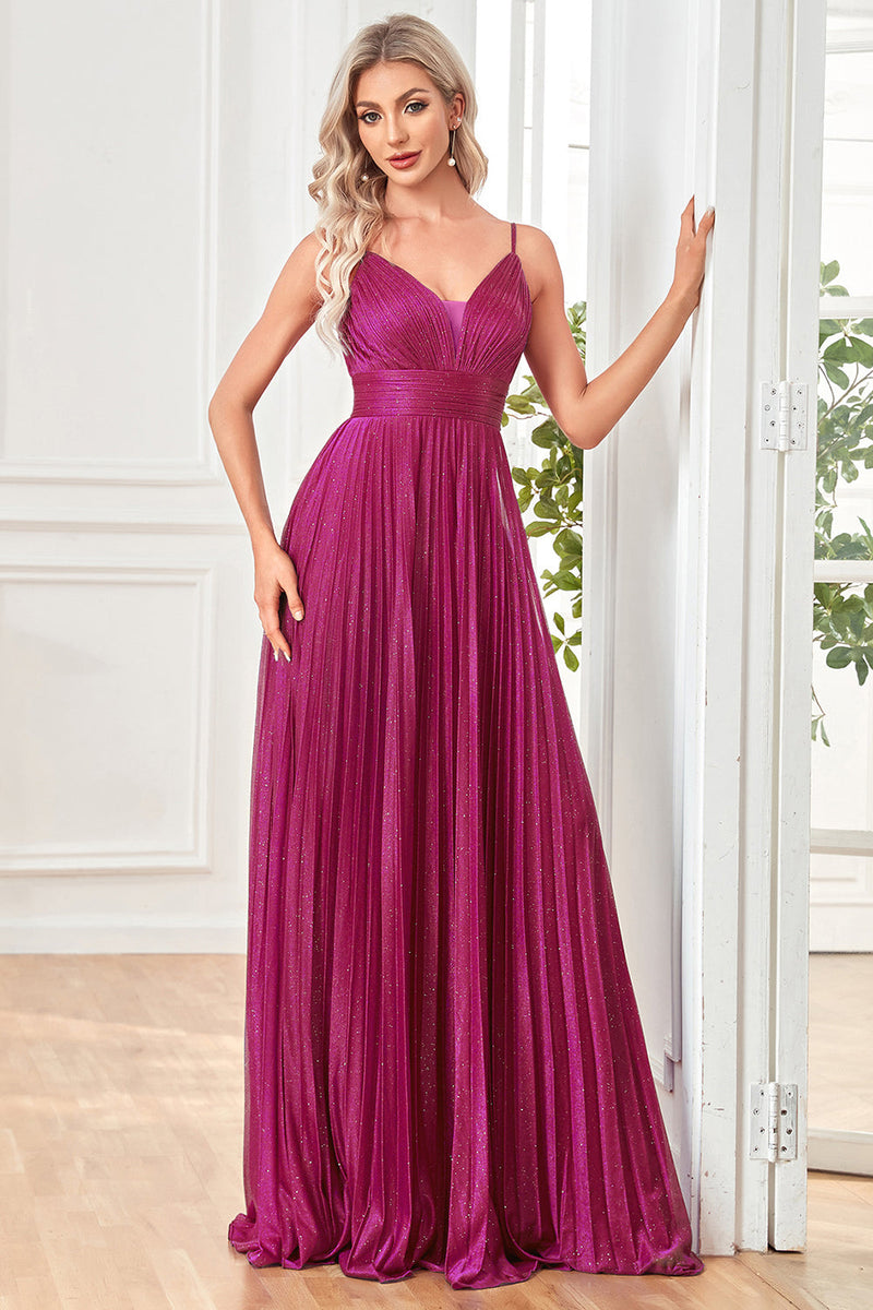 Load image into Gallery viewer, Glitter A-Line Dark Blue Prom Dress