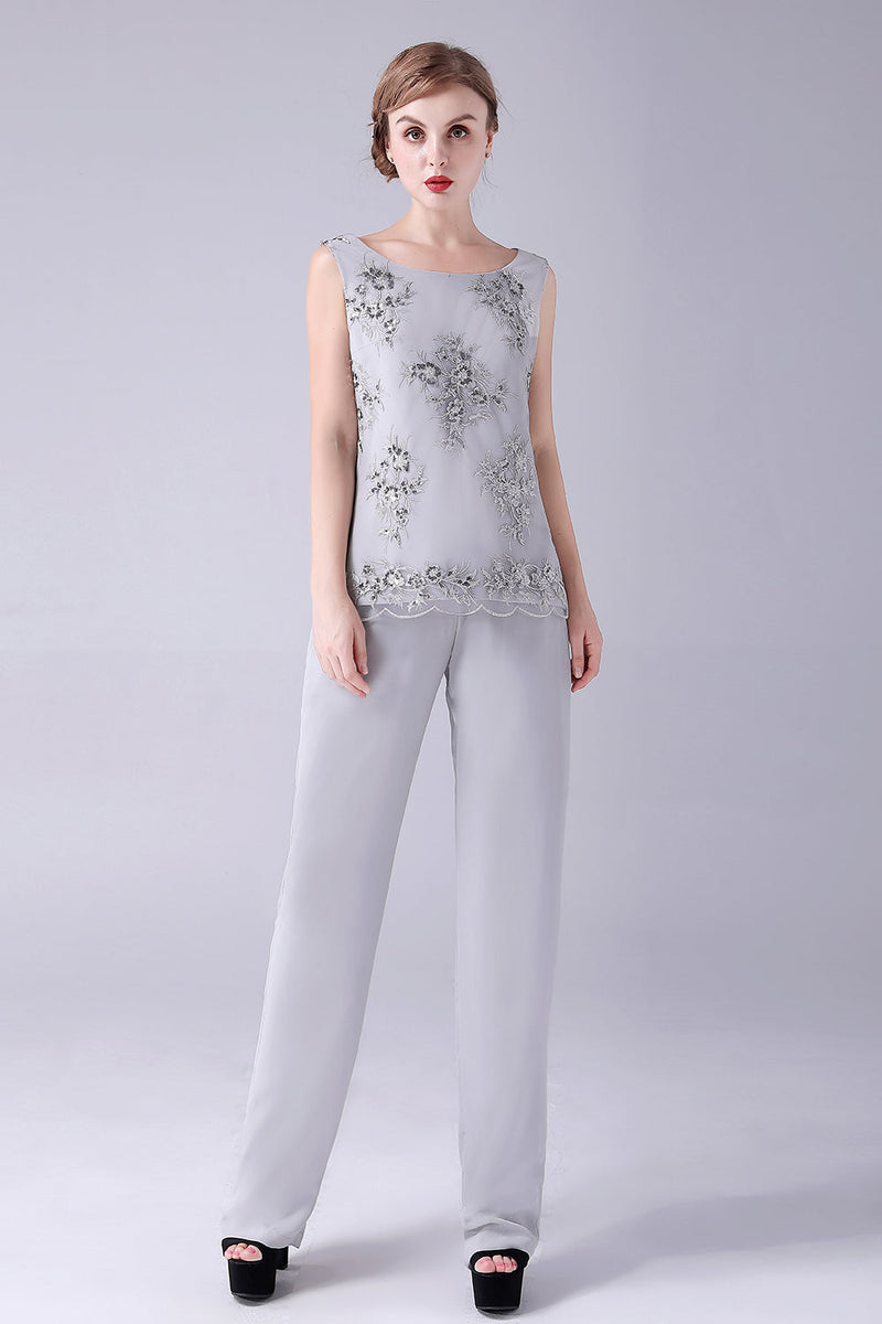 Load image into Gallery viewer, Navy 3 Piece Mother of the Bride Pant Suits with Appliques