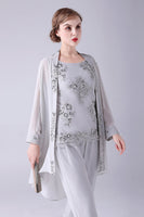 Load image into Gallery viewer, Navy 3 Piece Mother of the Bride Pant Suits with Appliques