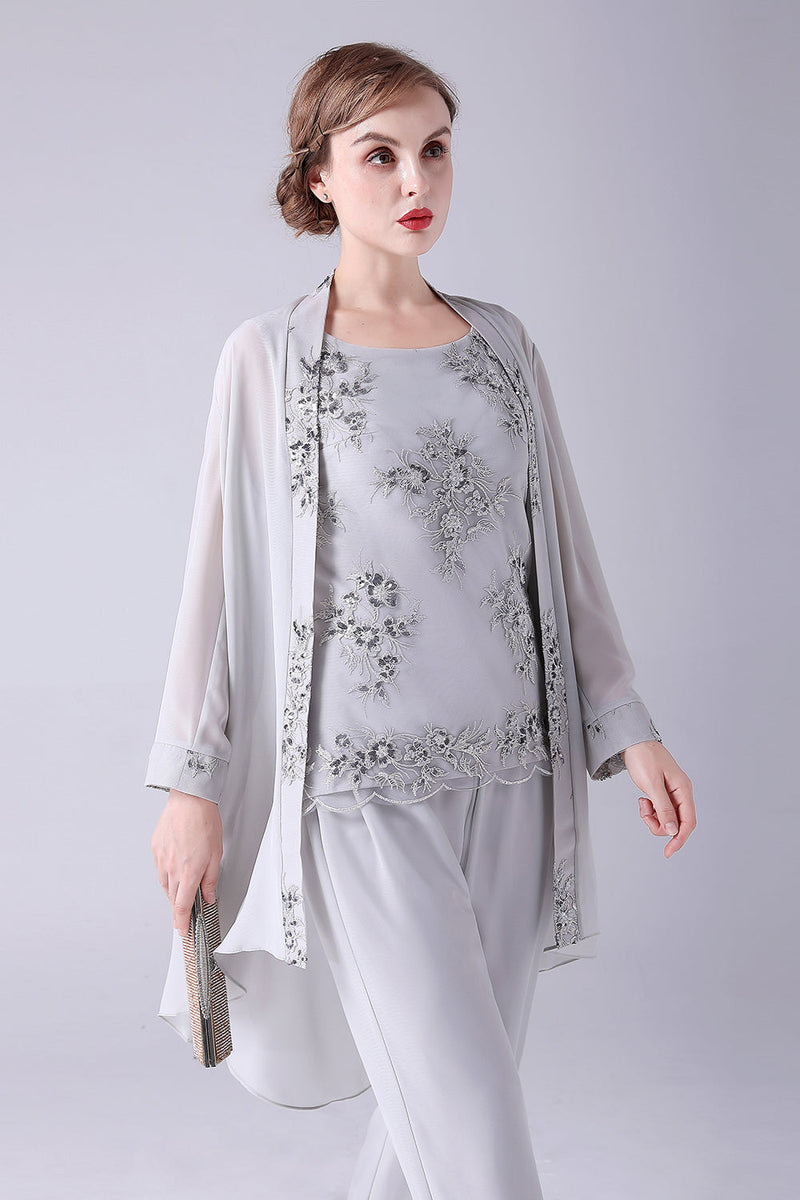 Load image into Gallery viewer, Navy 3 Piece Mother of the Bride Pant Suits with Appliques