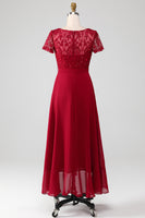 Load image into Gallery viewer, Sparkly Burgundy Asymmetrical Sequin Mother of Bride Dress with Appliques