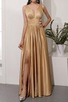 Load image into Gallery viewer, Satin Long Prom Party Dress With Slit
