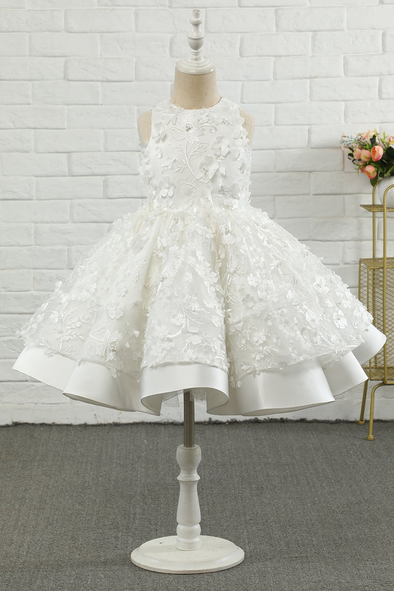 Load image into Gallery viewer, White Applique Sleeveless Flower Girl Dress