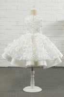 Load image into Gallery viewer, White Applique Sleeveless Flower Girl Dress