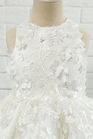 Load image into Gallery viewer, White Applique Sleeveless Flower Girl Dress