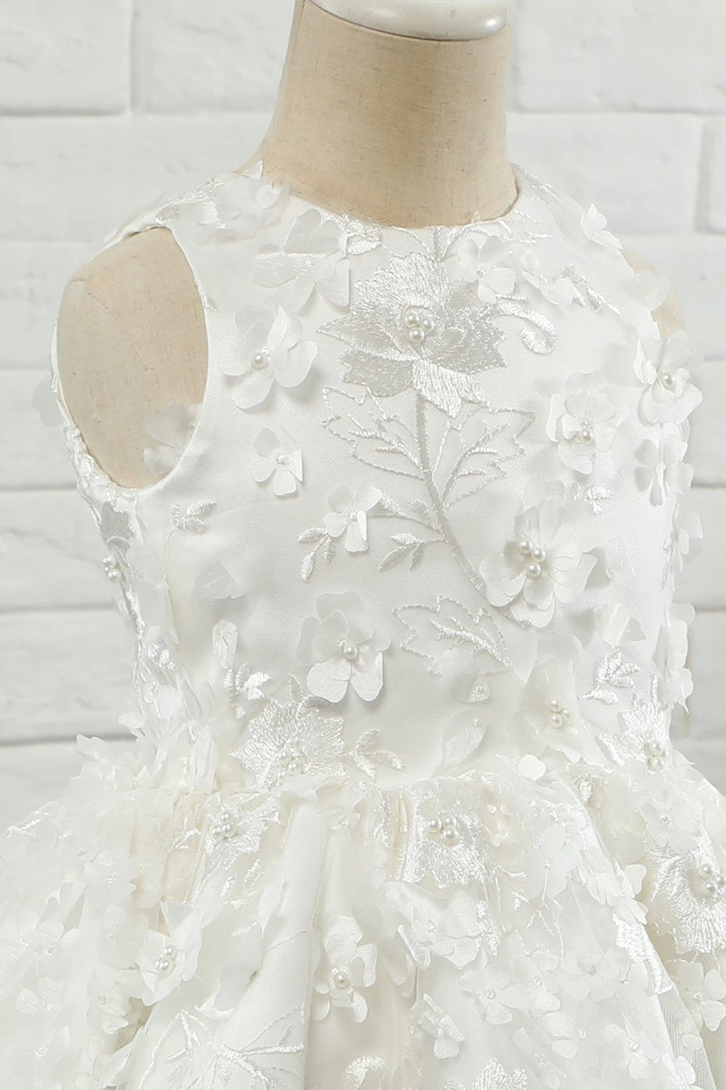 Load image into Gallery viewer, White Applique Sleeveless Flower Girl Dress