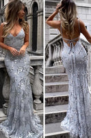 Load image into Gallery viewer, Beaded Backless Spaghetti Straps Prom Dress