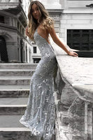 Load image into Gallery viewer, Beaded Backless Spaghetti Straps Prom Dress