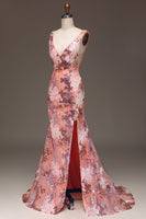 Load image into Gallery viewer, Blush Sparkly Sequin Mermaid Long Prom Dress With Slit