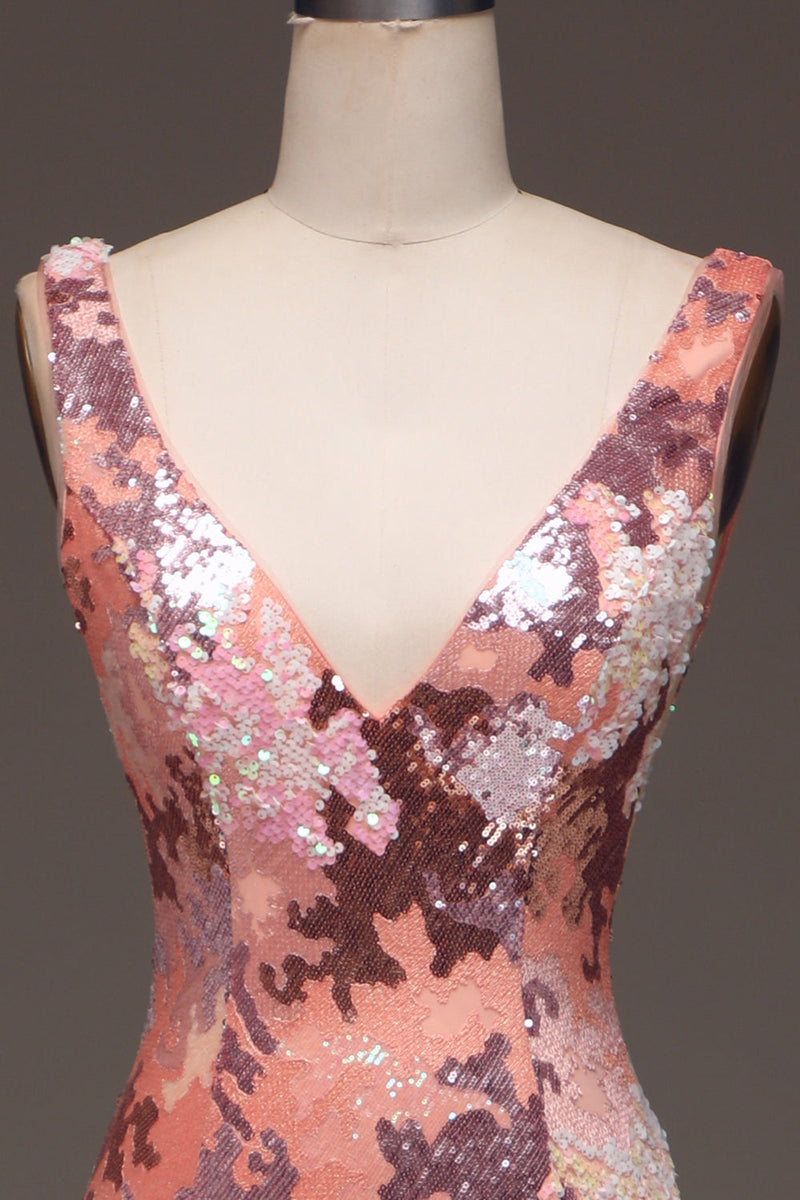 Load image into Gallery viewer, Blush Sparkly Sequin Mermaid Long Prom Dress With Slit