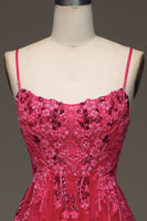 Load image into Gallery viewer, Spaghetti Straps A Line Red Prom Dress with Appliques