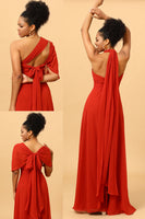 Load image into Gallery viewer, Rust Red Convertible Chiffon Bridesmaid Dress