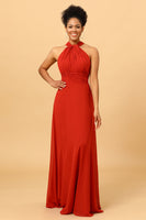 Load image into Gallery viewer, Rust Red Convertible Chiffon Bridesmaid Dress