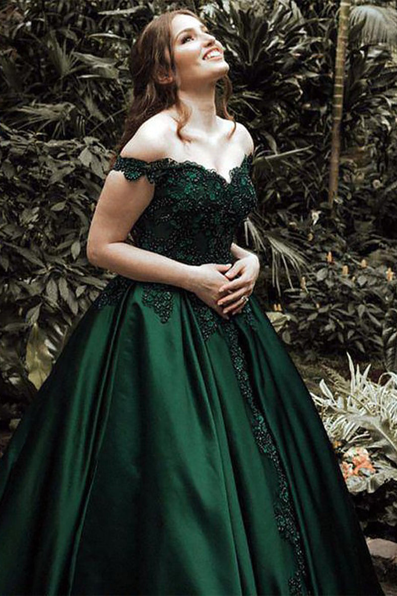 Hellymoon Women Off The Shoulder Princess Prom Dress with Lace Dark Green A Line Birthday Party Dress hellymoonuk Hellymoon Women Off The Shoulder Princess Prom Dress with Lace Dark Green A Line Birthday Party Dress hellymoonuk