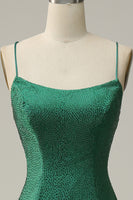 Load image into Gallery viewer, Dark Green Mermaid Spaghetti Straps Long Prom Dress with Beading