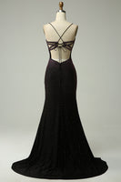 Load image into Gallery viewer, Dark Purple Spaghetti Straps Mermaid Prom Dress with Beading
