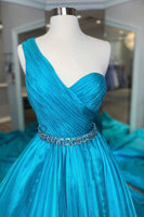 Load image into Gallery viewer, One Shoulder A Line Princess Prom Dress with Beading Waist