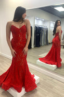 Load image into Gallery viewer, Green Mermaid Strapless Prom Dress with Lace