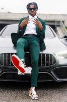 Load image into Gallery viewer, Peak Lapel Dark Green Single Breasted 2 Piece Men's Prom Suits