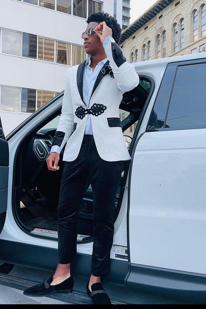 Load image into Gallery viewer, Shawl Lapel White One Button Men's Prom Blazer