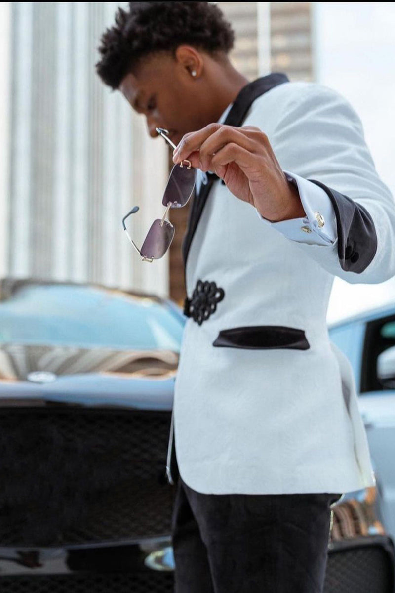 Load image into Gallery viewer, Shawl Lapel White One Button Men's Prom Blazer