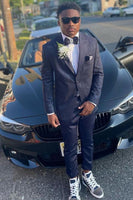 Load image into Gallery viewer, Peak Lapel Black Men's Prom Suits