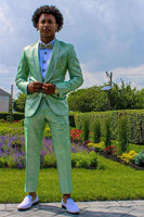 Load image into Gallery viewer, Light Green Shawl Lapel One Button Men's Prom Suits