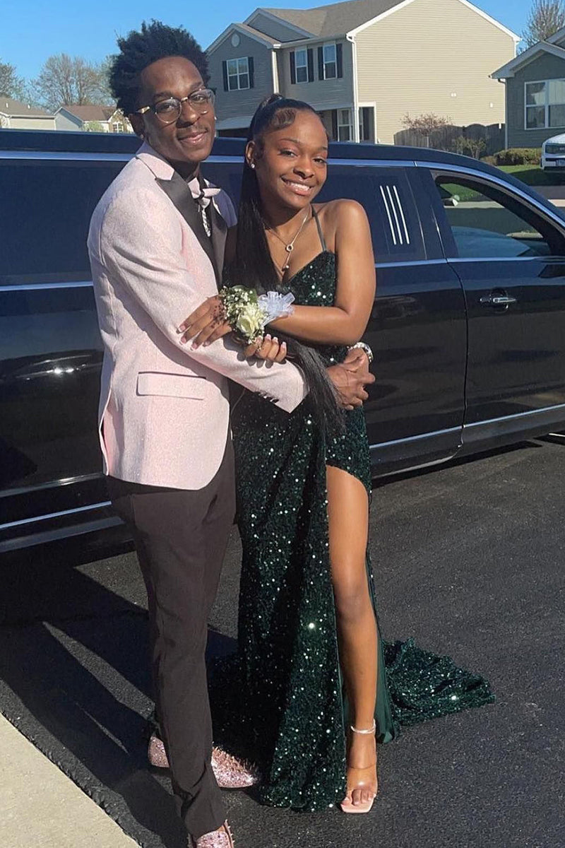 Load image into Gallery viewer, Peak Lapel Jacquard One Button Light Pink Men's Prom Blazer