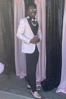 Load image into Gallery viewer, Peak Lapel Jacquard One Button Light Pink Men's Prom Blazer