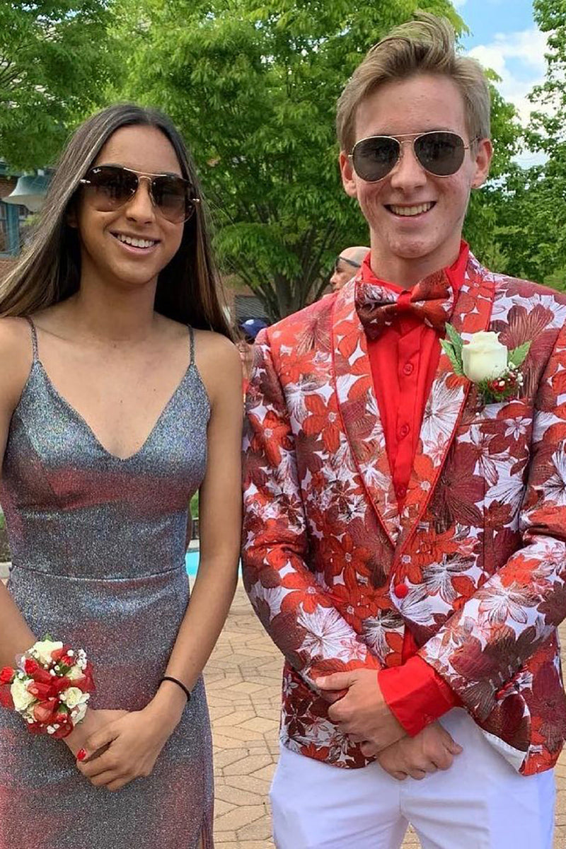 Load image into Gallery viewer, Slim Fit Shawl Lapel Black Print Men's Prom Blazer