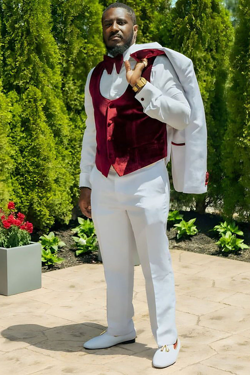 Load image into Gallery viewer, White Shawl Lapel 3 Piece Men's Wedding Suits